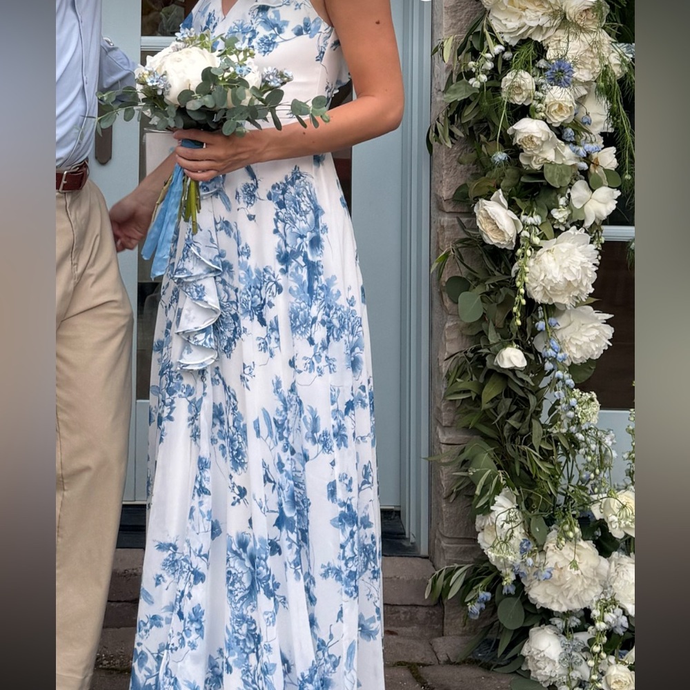 Blue and white floral dress